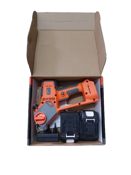 Minidrujba electrica cu lant, 8 inch cu 2 acumulatori, portocalie Haina