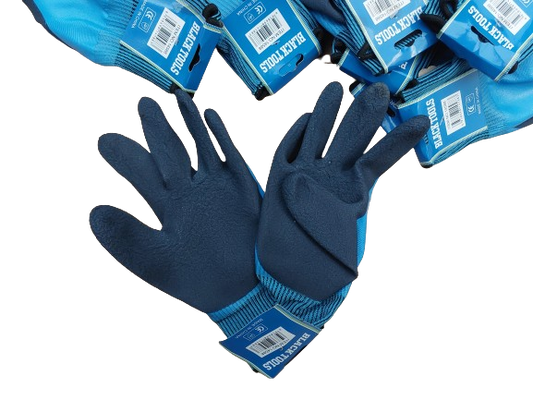 Set 12 manusi de lucru groase din spuma latex, Impermeabile, albastru-negru, marime universala