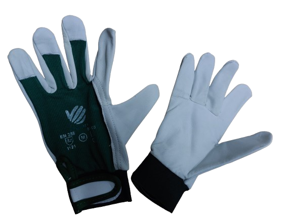 Manusi protectie din piele, alb-verde