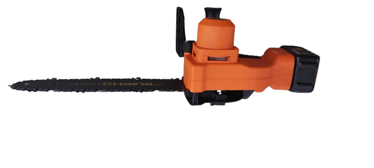 Minidrujba electrica cu lant, 12 inch cu 2 acumulatori, portocalie