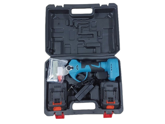 Foarfeca electrica cu 2 acumulatori pentru pomi, albastra