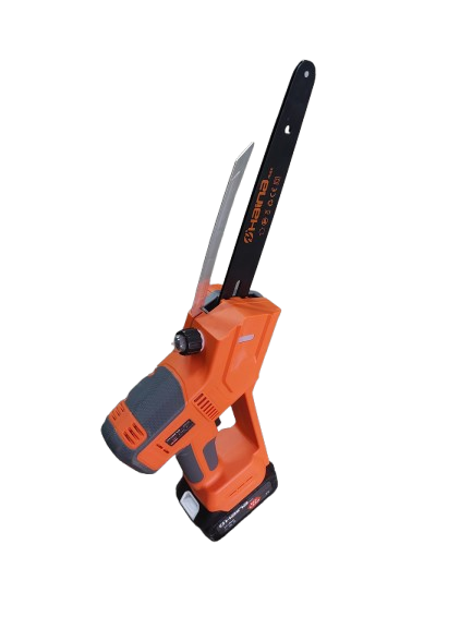 Minidrujba electrica cu lant, 8 inch cu 2 acumulatori, portocalie Haina