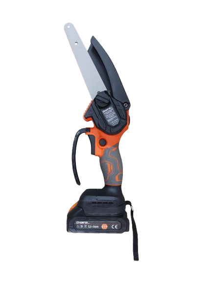 Minidrujba electrica cu lant, 6 inch cu 2 acumulatori, portocalie Haina