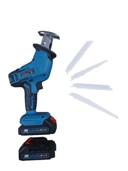 Fierastrau electric tip sabie cu 2 acumulatori si 4 lame, albastru