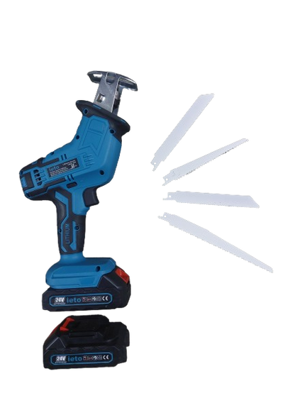 Fierastrau electric tip sabie cu 2 acumulatori si 4 lame, albastru