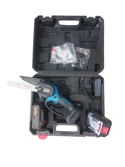Minidrujba electrica cu lant, 6 inch cu 2 acumulatori, albastra ieto