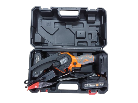 Minidrujba electrica cu lant, 6 inch cu 2 acumulatori, portocalie Haina