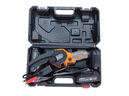 Minidrujba electrica cu lant, 6 inch cu 2 acumulatori, portocalie Haina