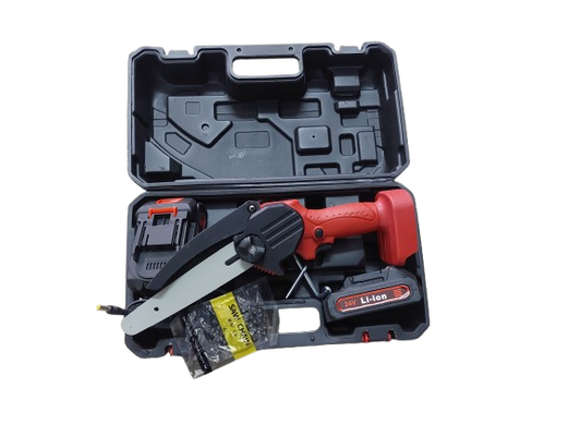 Minidrujba electrica cu lant, 6 inch cu 2 acumulatori, rosie ieto
