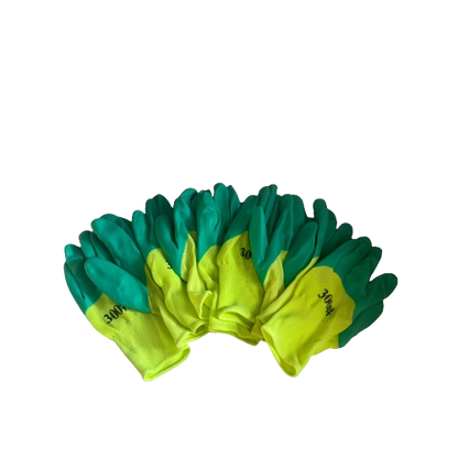 Set 12 manusi de lucru groase din spuma latex galben-verde marime universala