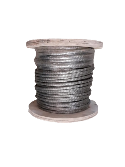 Sufa metalica plastifiata pe tambur de lemn 100 m x 5 mm