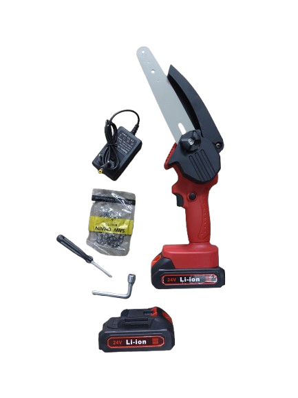 Minidrujba electrica cu lant, 6 inch cu 2 acumulatori, rosie ieto