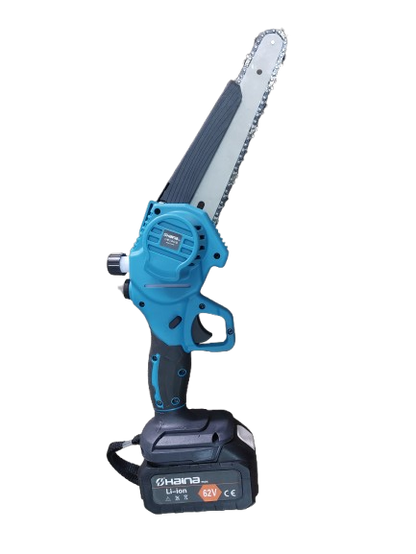 Minidrujba electrica cu lant,  8 inch cu 2 acumulatori, albastra Haina