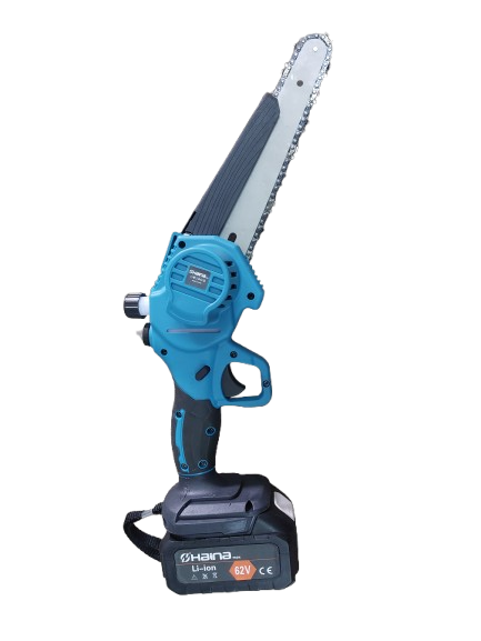 Minidrujba electrica cu lant,  8 inch cu 2 acumulatori, albastra Haina