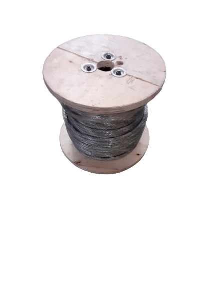 Sufa metalica plastifiata pe tambur de lemn 100 m x 3 mm