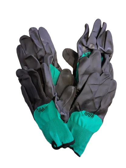 Set 12 manusi de lucru groase din spuma latex negru-verde marime universala