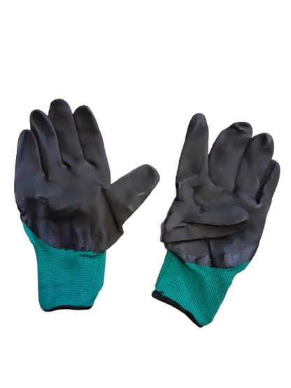 Set 12 manusi de lucru groase din spuma latex negru-verde marime universala