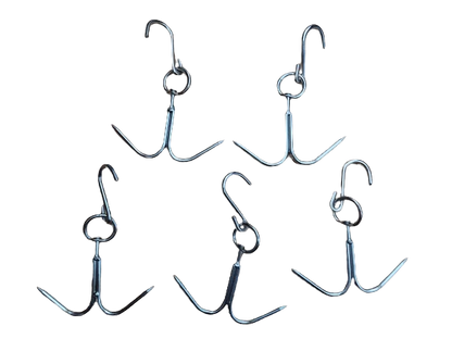 Set 5 carlinge macelarie din inox in forma de ancora, rotative, 200 x 160 x 6 mm