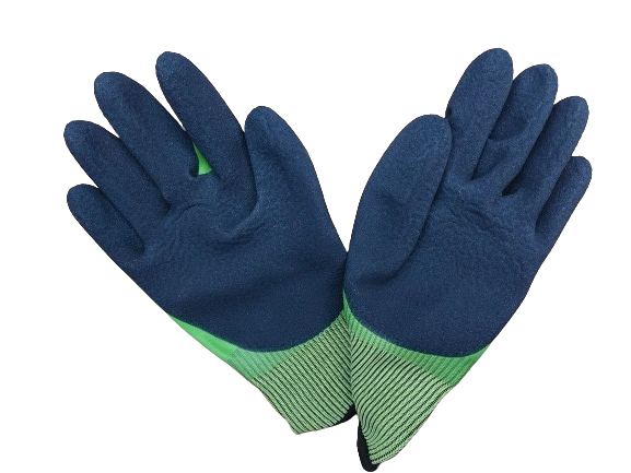 Set 12 manusi de lucru groase din spuma latex, Impermeabile, verde-negru, marime universala