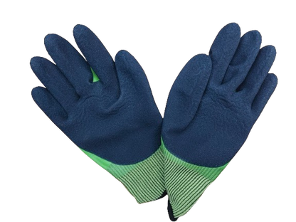 Set 12 manusi de lucru groase din spuma latex, Impermeabile, verde-negru, marime universala