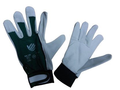 Manusi protectie din piele, alb-verde