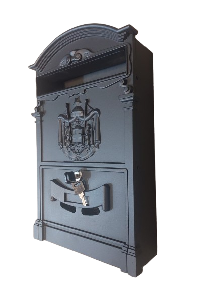 Cutie postala metalica, Neagra, 255 x 90 x 410 mm