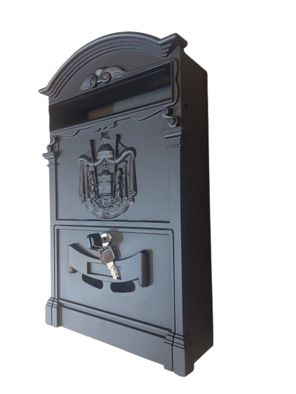 Cutie postala metalica, Neagra, 255 x 90 x 410 mm