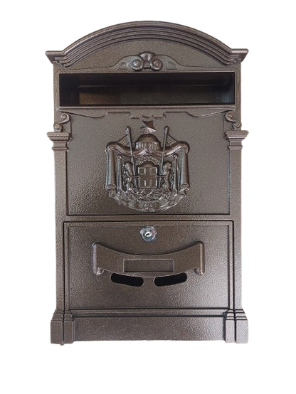 Cutie postala metalica, Maro, 255 x 90 x 410 mm
