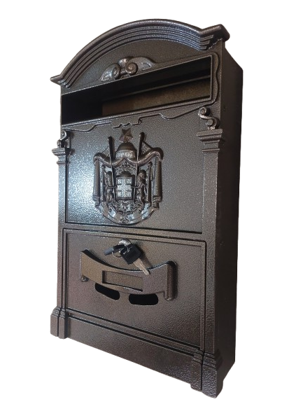 Cutie postala metalica, Maro, 255 x 90 x 410 mm