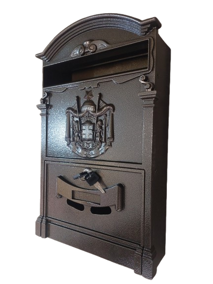 Cutie postala metalica, Maro, 255 x 90 x 410 mm