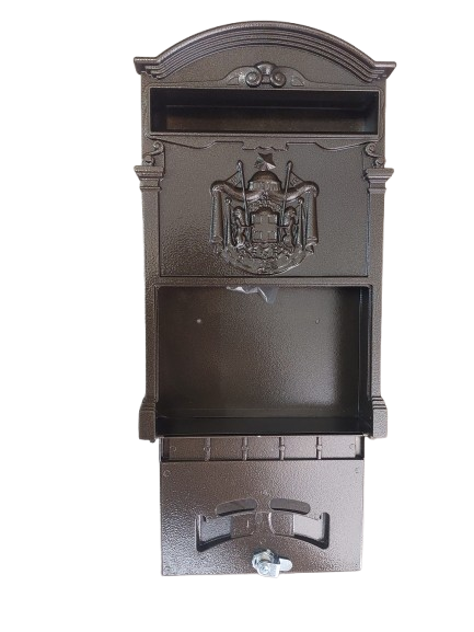 Cutie postala metalica, Maro, 255 x 90 x 410 mm