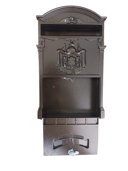 Cutie postala metalica, Maro, 255 x 90 x 410 mm