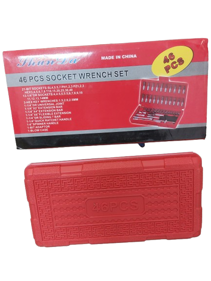 Trusa scule chei tubulare + clicket 1/4, 46 piese otel carbon - crom vanadium