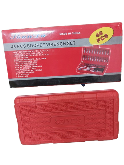 Trusa scule chei tubulare + clicket 1/4, 46 piese otel carbon - crom vanadium