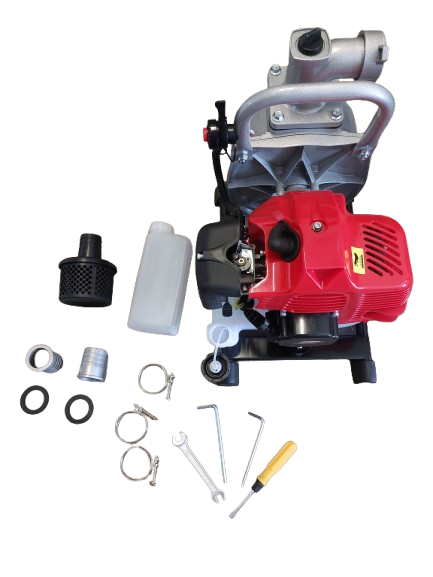 Motopompa apa pe benzina, 2 HP, 1.45kW Diametru intrare/refulare 1.5 toli, H.max 20 m, 130-160 L / min