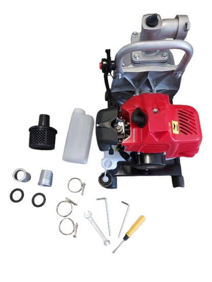 Motopompa apa pe benzina, 2 HP, 1.45kW Diametru intrare/refulare 1 tol, H.max 15 m, 130-160 L / min