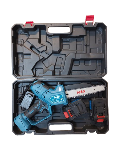 Minidrujba electrica cu lant, 8 inch cu 2 acumulatori, albastra ieto