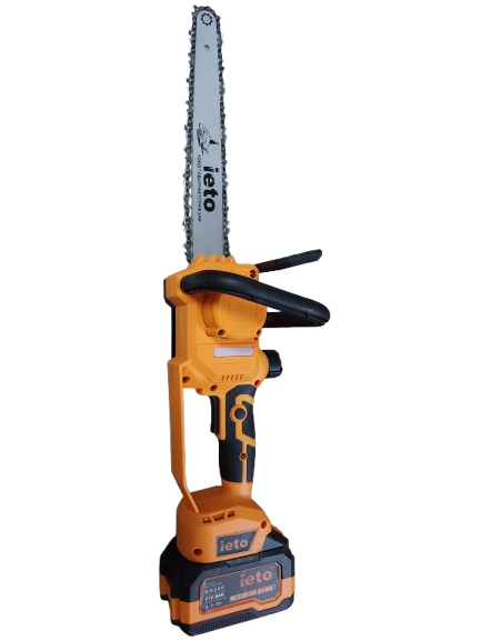 Minidrujba electrica cu lant, 12 inch cu 2 acumulatori, portocalie