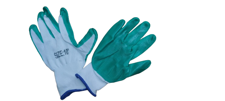 Set 12 manusi de lucru subtiri din spuma latex alb-verde-albastru marime universala