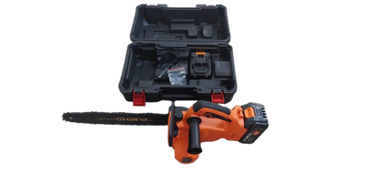 Minidrujba electrica cu lant, 12 inch cu 2 acumulatori, portocalie