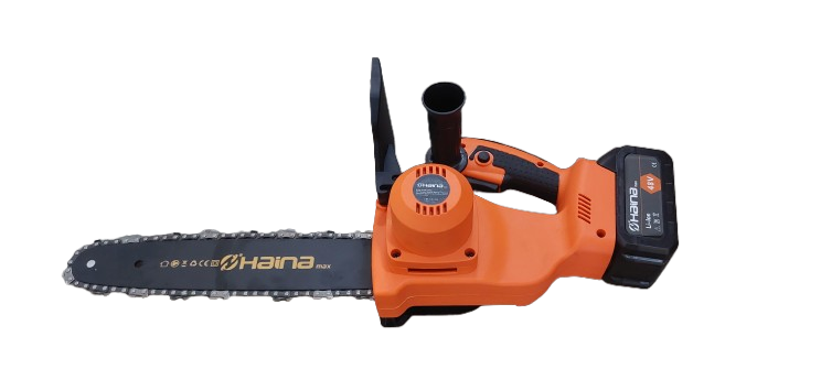 Minidrujba electrica cu lant, 12 inch cu 2 acumulatori, portocalie