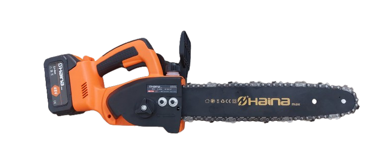 Minidrujba electrica cu lant, 12 inch cu 2 acumulatori, portocalie
