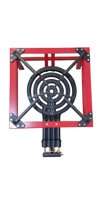 Arzator cadru rosu din fonta cu 4 focuri