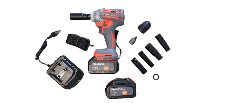 Masina de insurubat cu impact, bormasina cu 2 acumulatori, 48V, 680 NM, 4 tubulare 14,17,18,21,22 mm + mandrina