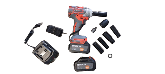 Masina de insurubat cu impact, bormasina cu 2 acumulatori, 48V, 680 NM, 4 tubulare 14,17,18,21,22 mm + mandrina