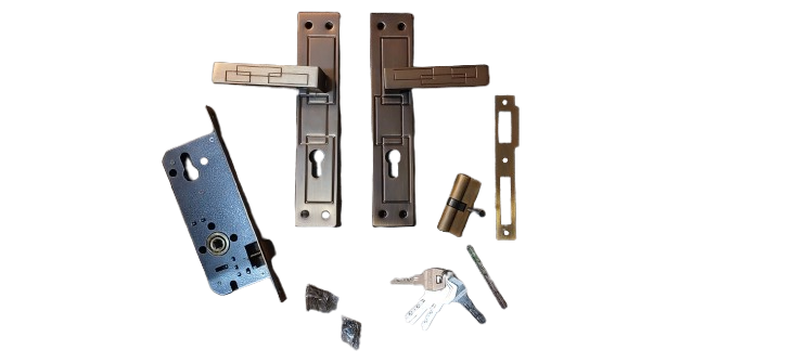 Set manere usa cu broasca si butuc cu 5 chei, Model 2