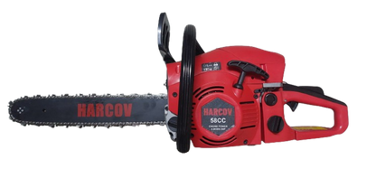 Drujba benzina cu 2 lame si 2 lanturi, 58cc, 4.8 kw, 6.5 HP, Harcov rosie