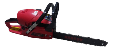 Drujba benzina cu 2 lame si 2 lanturi, 58cc, 4.8 kw, 6.5 HP, Harcov rosie