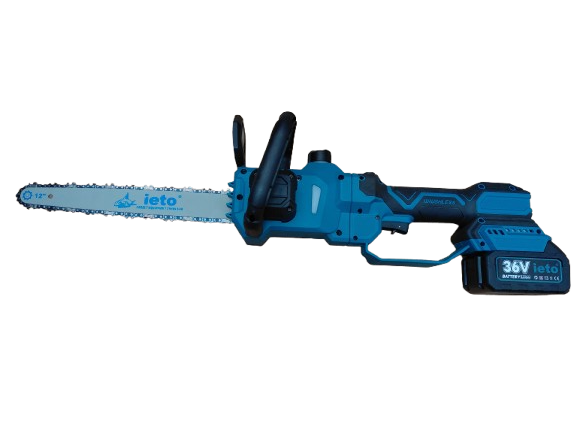 Minidrujba electrica extensibila cu lant, 12 inch cu 2 acumulatori, 25000 RPM, 1800W, albastra
