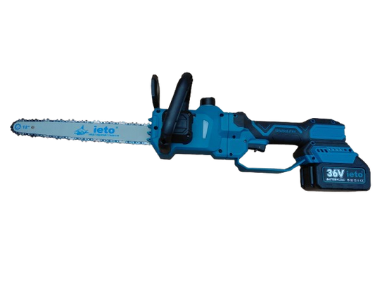 Minidrujba electrica extensibila cu lant, 12 inch cu 2 acumulatori, 25000 RPM, 1800W, albastra